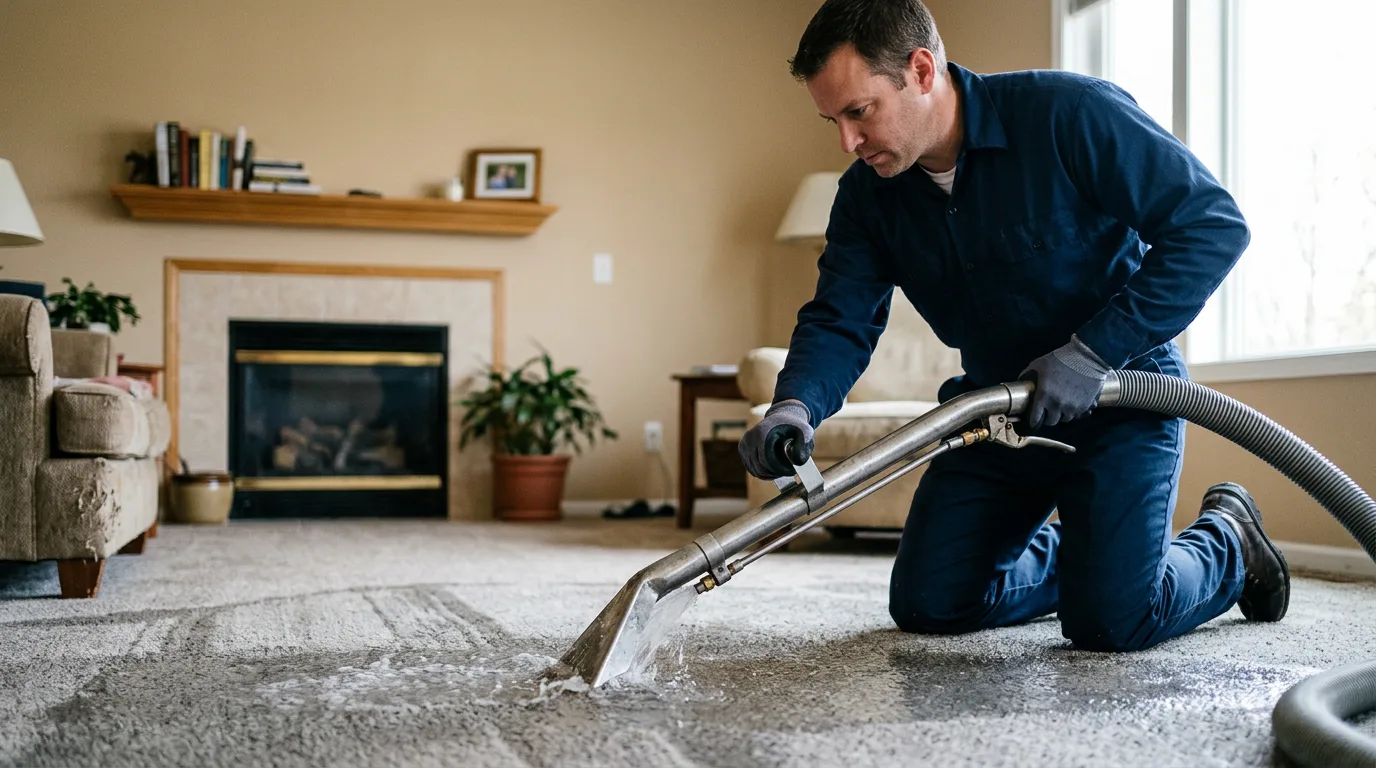 Water damage restoration technician working near Battle Creek, IA